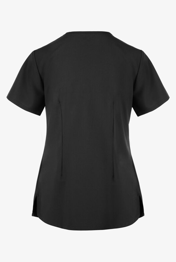 Blusa m&eacute;dica Easy STRETCH Leila con ojales con lazos y 3 bolsillos para mujer - Onyx Black - 4