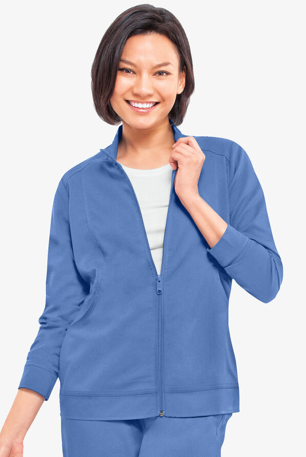 Healing Hands Purple Label Dakota Women's 2-Pocket STRETCH Scrub Jacket - Ceil Blue - 2
