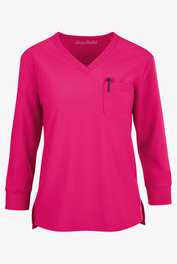 Blusa m&eacute;dica mangas 3/4 Easy STRETCH de corte holgado con cuello en V y 2 bolsillos para mujer