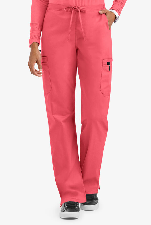 Pantal&oacute;n m&eacute;dico UA Butter-Soft STRETCH petite con cord&oacute;n ajustable y 9 bolsillos para mujer - Coral Spice - 1