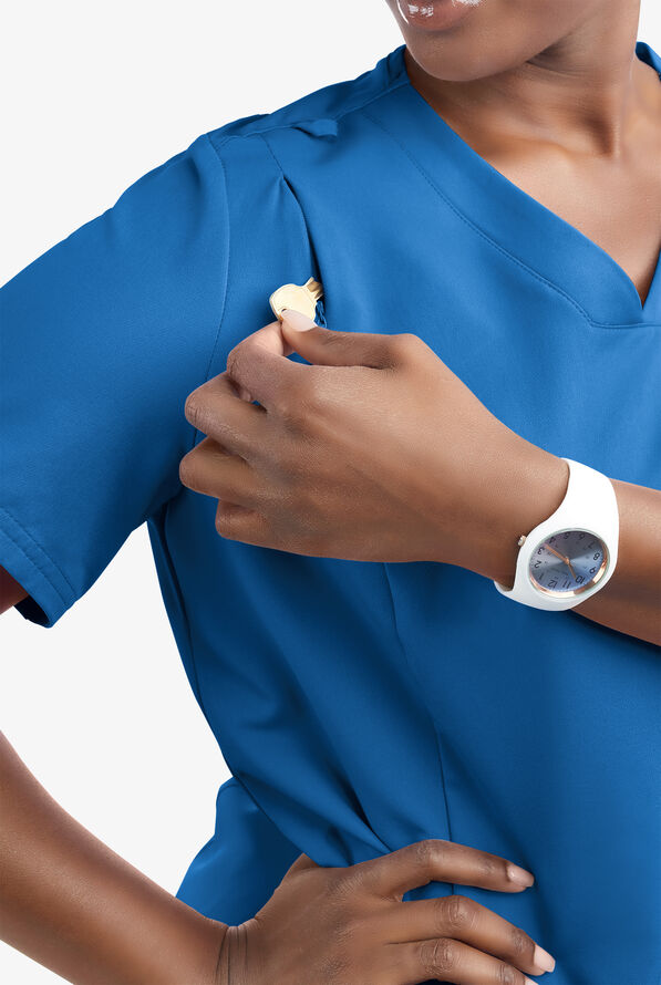 Butter-Soft Women's 6-Pocket V-Neck Scrub Top **Slightly IRREGULAR** - Royal - 3