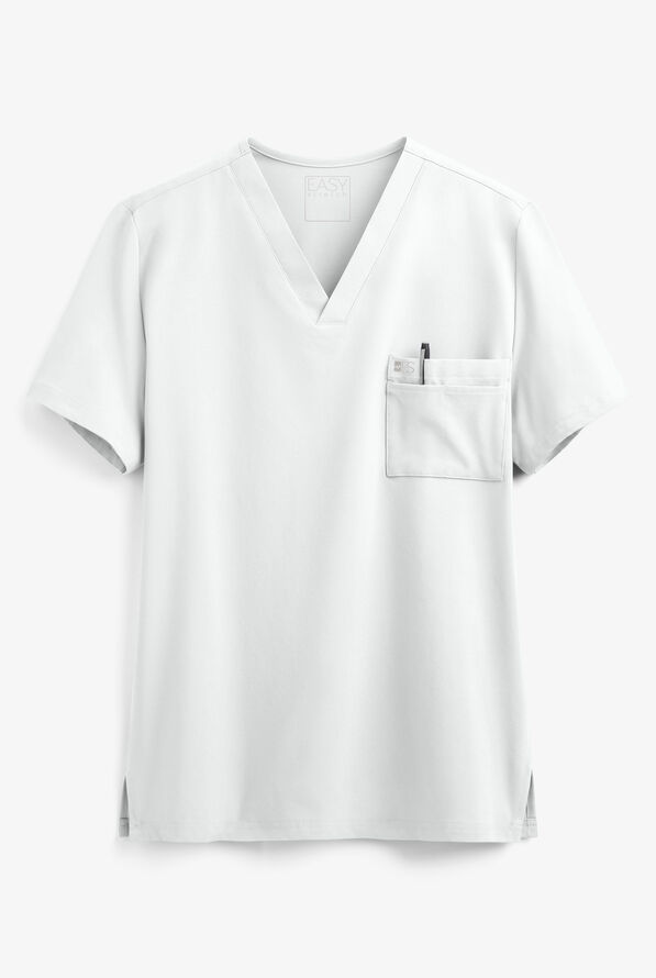 Easy STRETCH Riley Unisex 3-Pocket V-Neck Scrub Top - White - 1
