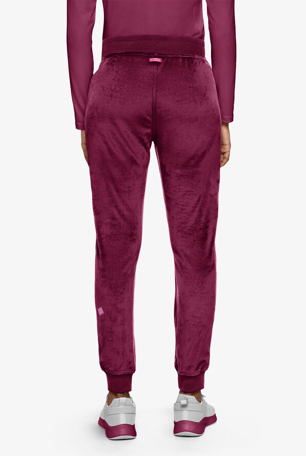 Med Couture Amp Women's 2-Pocket STRETCH Velour Cargo Jogger Scrub Pant - Wine - 2