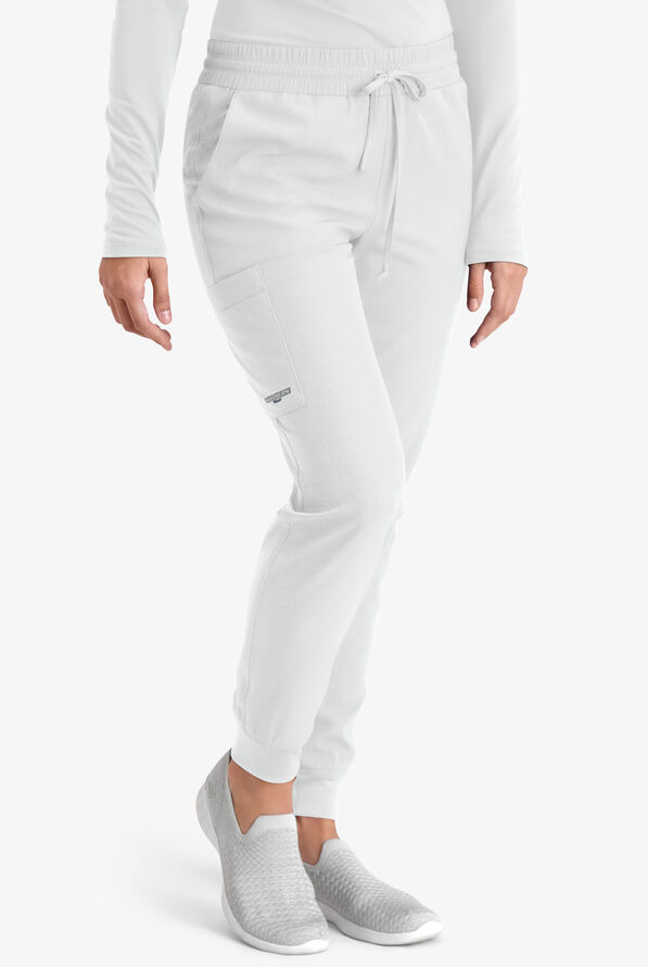 Skechers by Barco Theory Women's 4-Pocket STRETCH Cargo Jogger Scrub Pants - White - 1