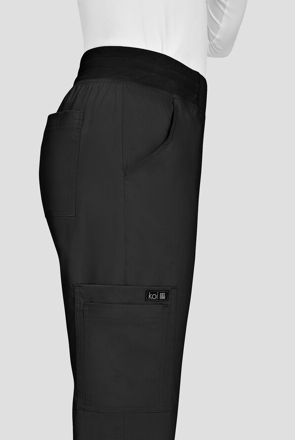 koi Basics Wrenlee Women's 6-Pocket STRETCH Bootcut Scrub Pants - Black - 2