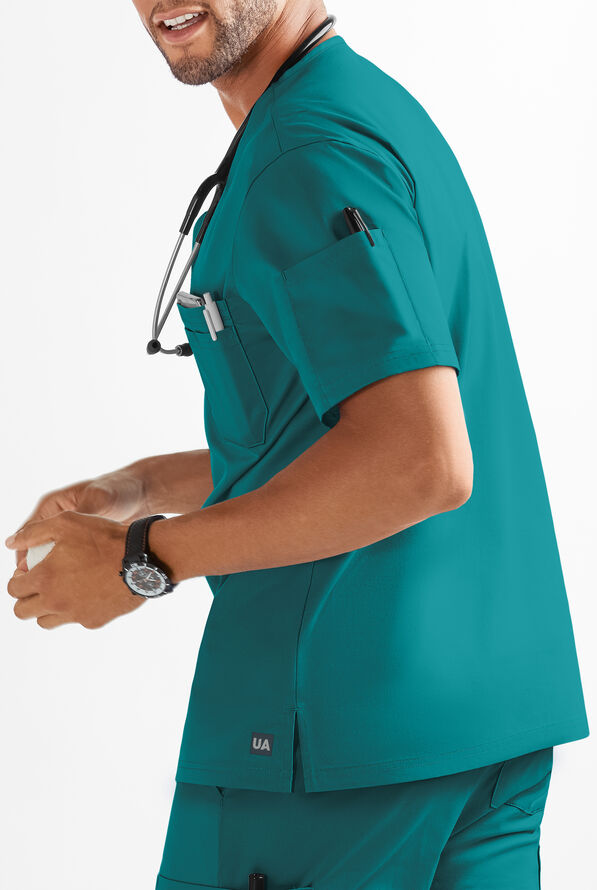 Butter-Soft STRETCH Men's 4-Pocket V-Neck Scrub Top - Teal - 2