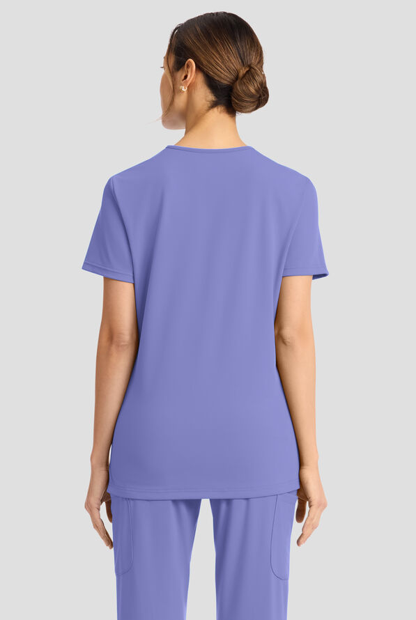 Cherokee Achieve Women's 2-Pocket STRETCH Knit V-Neck Scrub Top - Ceil Blue - 3