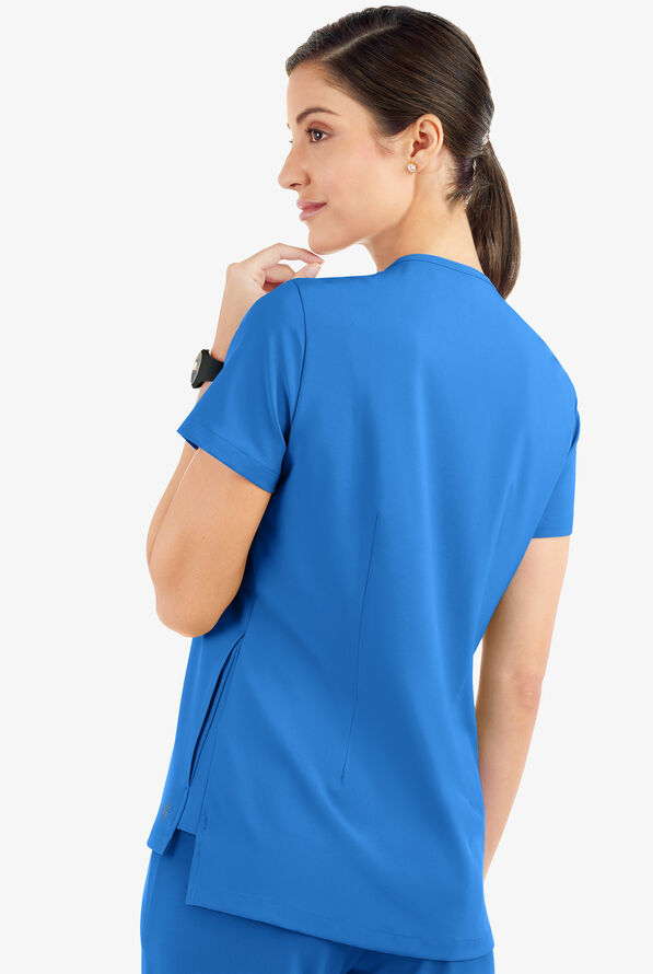 Blusa m&eacute;dica Easy Stretch Taylor con cuello en V y 3 bolsillos para mujer - Cerulean - 3
