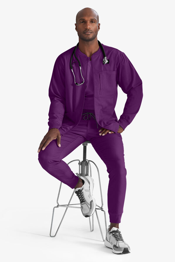 Grey's Anatomy by Barco Spandex STRETCH Murphy Men's 5-Pocket Cargo Jogger Scrub Pants - Eggplant - 6