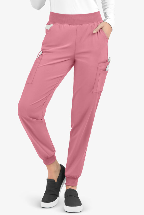 Easy STRETCH Mila Women's 7-Pocket Jogger Scrub Pants - Tall - Cashmere Rose - 1