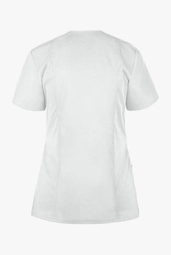 Cherokee Workwear Women's 3-Pocket Rib-Knit Mock Wrap Scrub Top - White - 2