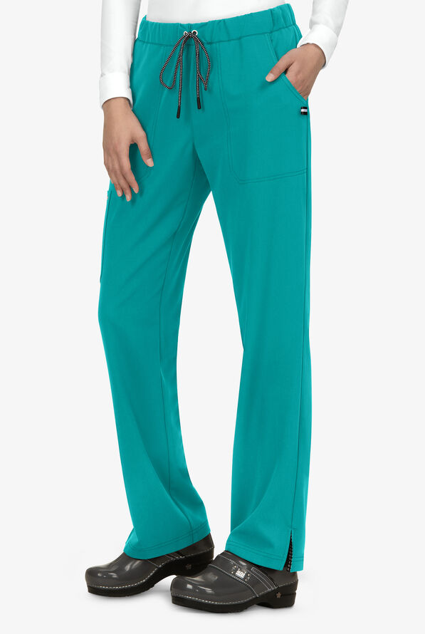 koi Next Gen Everyday Hero Women's 5-Pocket STRETCH Drawstring Cargo Scrub Pant - Teal - 1