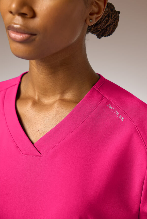 Hypothesis Beta V-Shell Women's 2-Pocket Relaxed Fit Tunic Scrub Top - Reactive Pink - 4