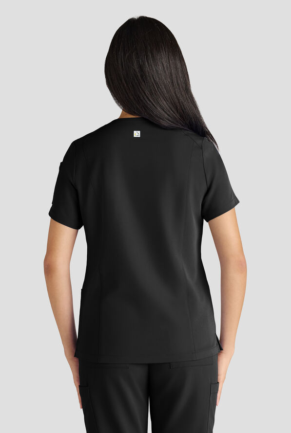 ReSurge Ruby Women's 5-Pocket Curved V-Neck Top - Black - 2