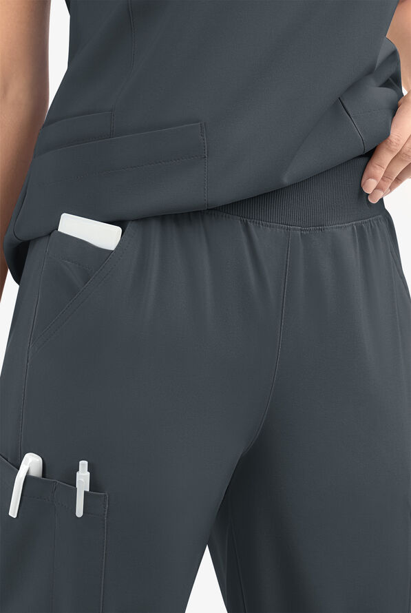 Easy STRETCH Mila Women's 7-Pocket Jogger Scrub Pants - Tall - Pewter - 4