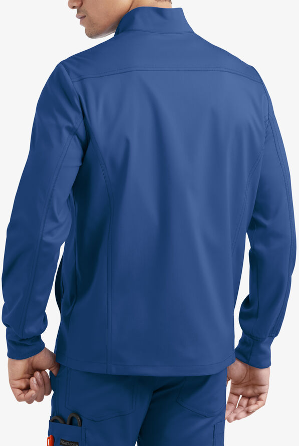Advantage STRETCH Men's 4-Pocket Zip Front Warm-Up Scrub Jacket - Royal - 2