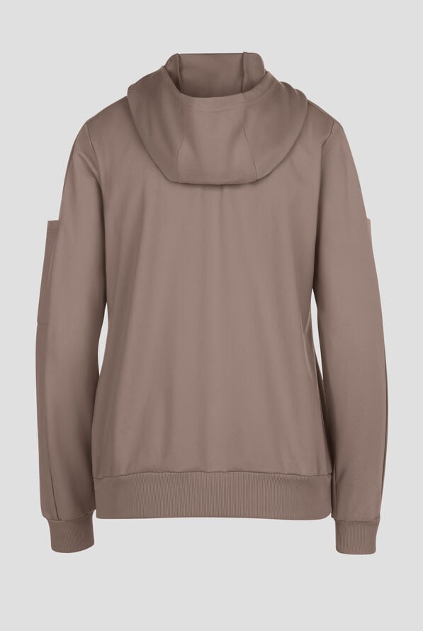 Wink Renew Knit Women's 4-Pocket STRETCH Front Zip Scrub Hoodie Jacket - Haze - 4