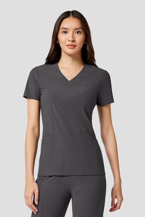 Blusa m&eacute;dica Infinity PURSUIT STRETCH con cuello en V y 2 bolsillos para mujer - Pewter - 2