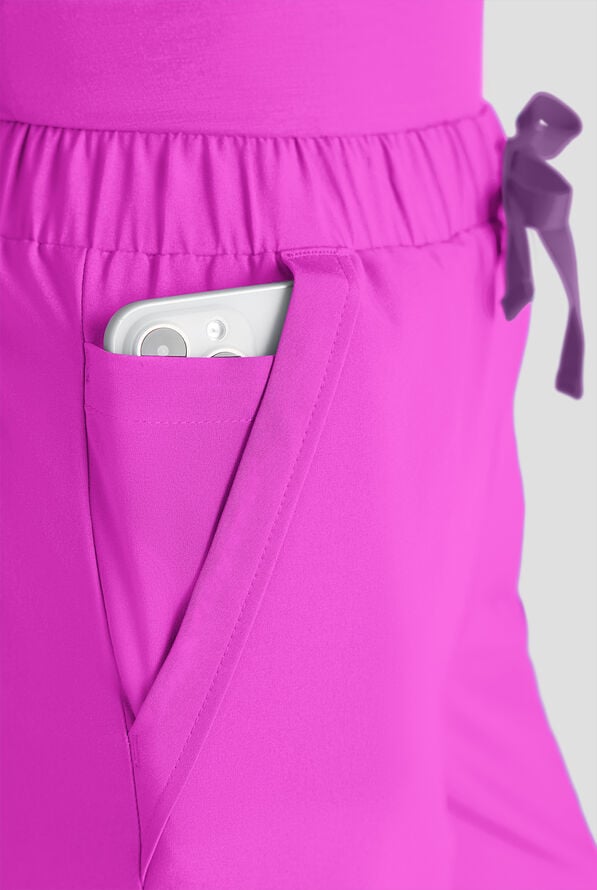 Easy STRETCH Hunter Women's 6-Pocket Relaxed Fit Wide Leg Scrub Pant - Electric Fuchsia - 5