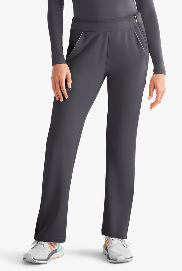 360 by Healing Hands Nova Women's 5-Pocket STRETCH Snap Bottom Scrub Pants - Pewter - 1