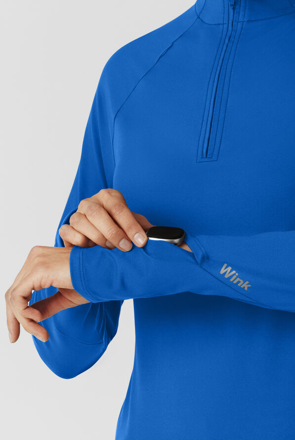 Camiseta m&eacute;dica WonderWink Layers Knit con cremallera y 1 bolsillo para mujer - Royal - 4