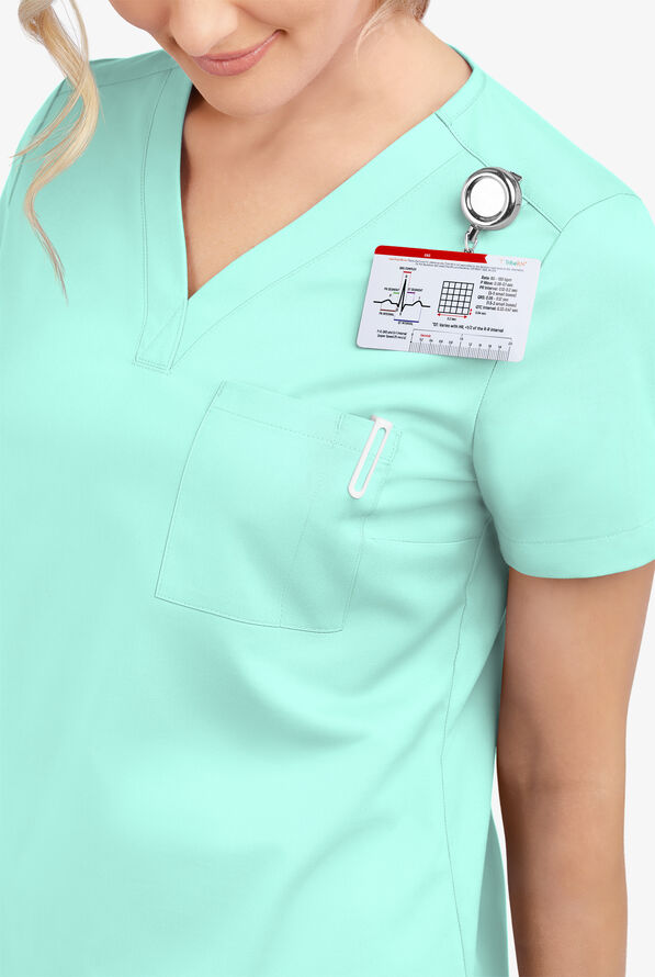 Blusa m&eacute;dica Butter-Soft STRETCH con cuello en V y 2 bolsillos para mujer - Aqua Shell - 5