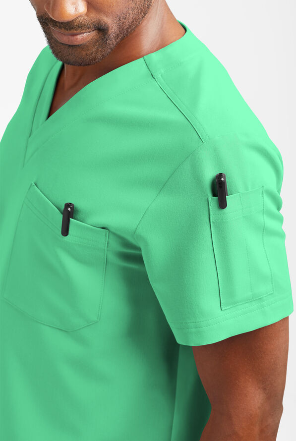 MOVEMENT by Butter-Soft Mars Men's 3-Pocket V-Neck Scrub Top - Neo Mint - 4
