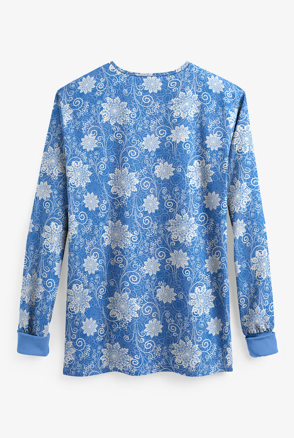 Butter-Soft Winter Breeze Ceil Women's 2-Pocket Warm Up Print Scrub Jacket - null - 2