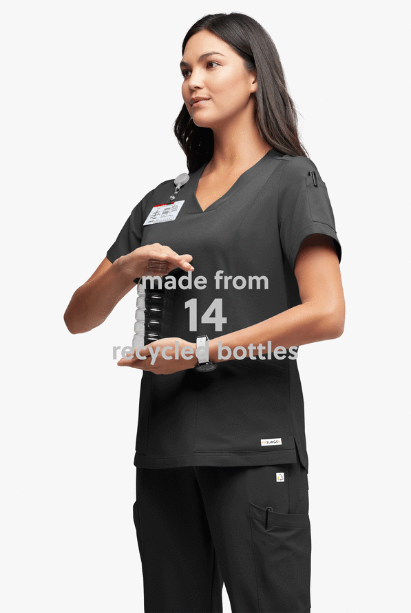 Blusa médica ReSurge Ruby con cuello en V y 5 bolsillos para mujer - Black - 5