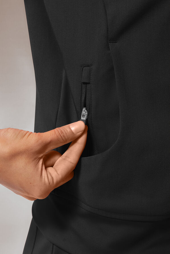 Hypothesis Base Women's 3-Pocket Relaxed Fit Zip Front Scrub Jacket - Jet Black - 5