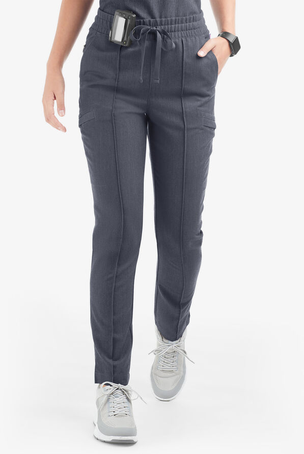 Movement by Butter-Soft Capricorn Women’s 7-Pocket Skinny Pintuck Scrub Pants - Indigo Heather - 1
