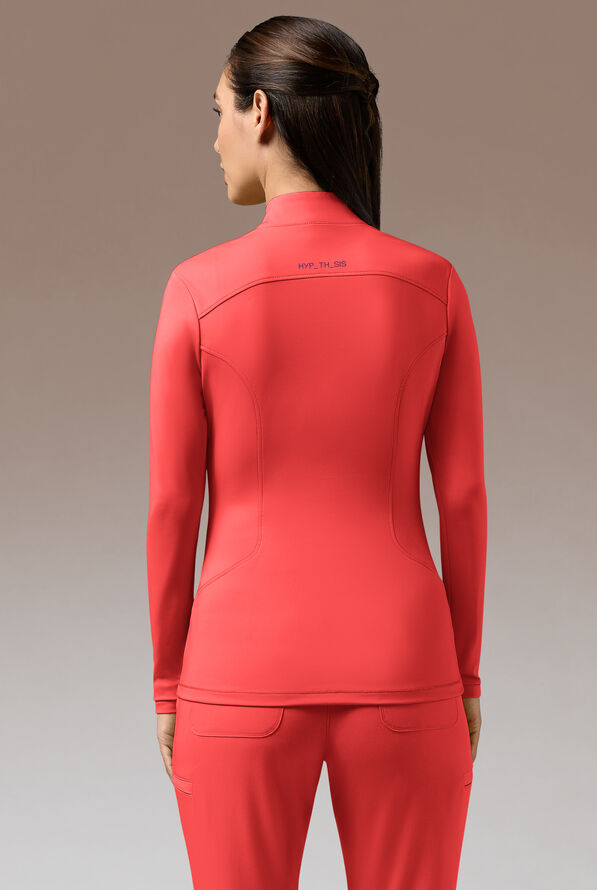 Hypothesis Omni Base K Women’s 3-Pocket Knit Long Sleeve Zip Neck Scrub Top - Radiant/Magneta - 6