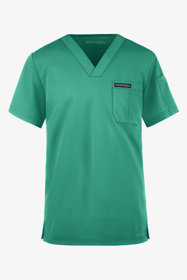 Advantage STRETCH Men's 4-Pocket V-Neck Scrub Top - Bermuda Green - 1