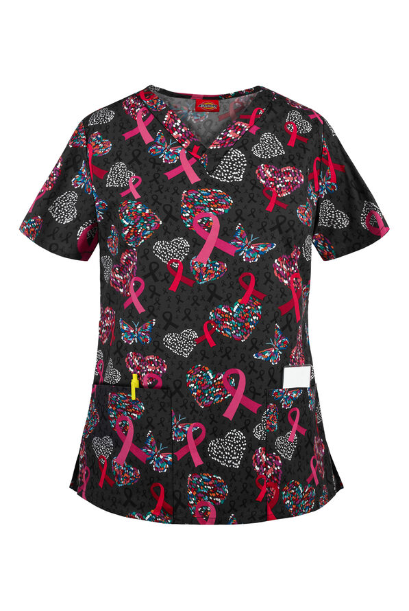 Dickies EDS Speck-tacular Love Women's 2-Pocket V-Neck Print Scrub Top - null - 1