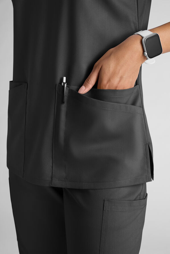 Butter-Soft STRETCH FLXTEK+ Women's 6-Pocket V-Neck Scrub Top - Black - 5