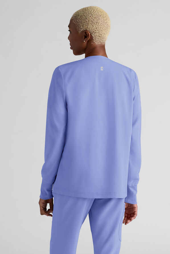 Chaqueta m&eacute;dica Easy STRETCH con botones a presi&oacute;n y 3 bolsillos para mujer - Ceil Blue - 2