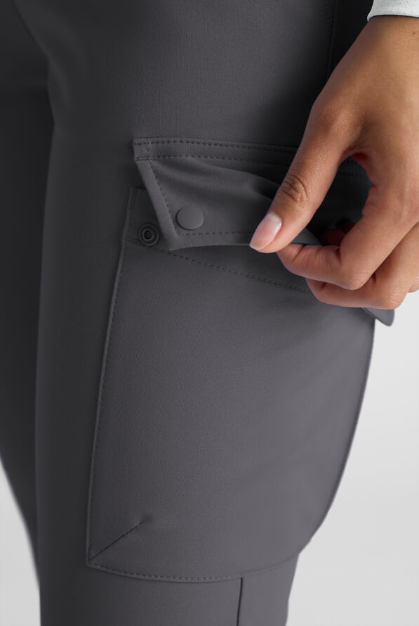 ReSurge Avon Women's 7-Pocket Flare Leg Cargo Scrub Pant - Petite - Pewter - 4