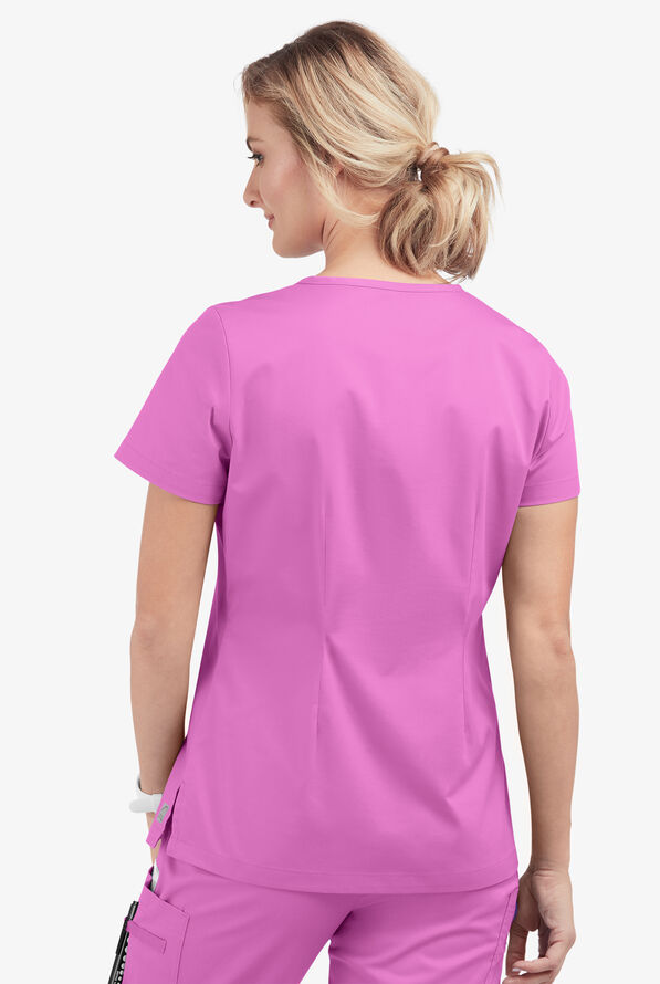 Blusa m&eacute;dica Butter-Soft STRETCH con cuello en V y 2 bolsillos para mujer - Prism Pink - 4