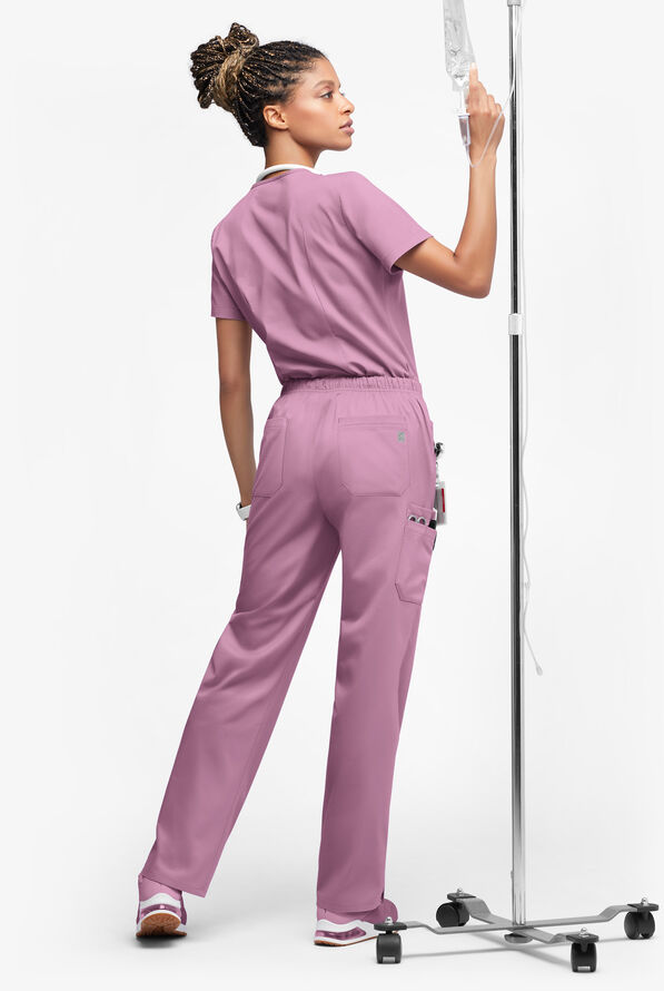 Butter-Soft STRETCH Women’s 10-Pocket Mid Rise Straight Leg Scrub Pant - Tall - Smokey Mauve - 4