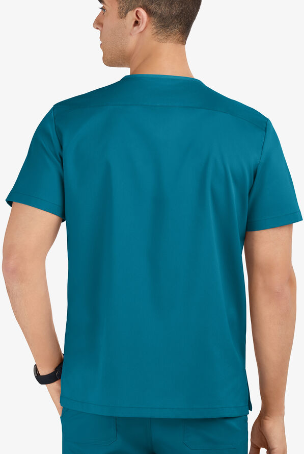 Advantage STRETCH Men's 6-Pocket V-Neck Scrub Top - Caribbean Blue - 3