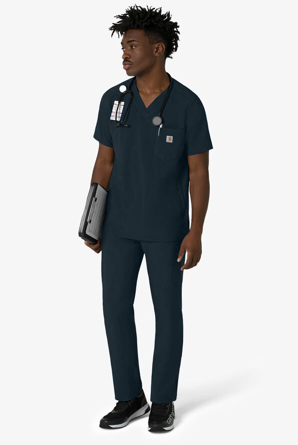 Carhartt Cross-Flex Men's 3-Pocket STRETCH V-Neck Scrub Top - Navy - 4