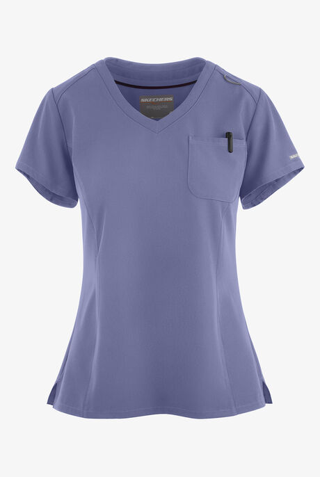 Skechers by Barco Dignity Women's 1-Pocket STRETCH Tuck In V-Neck Scrub Top