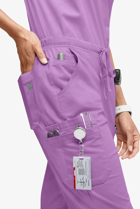 Butter-Soft STRETCH Women’s 10-Pocket Mid Rise Straight Leg Scrub Pant - Tall - Orchid - 3