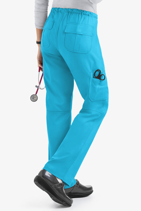 Pantal&oacute;n m&eacute;dico Butter-Soft Core by UA&trade; Petite con cord&oacute;n y 6 bolsillos para mujer - Turquoise - 3