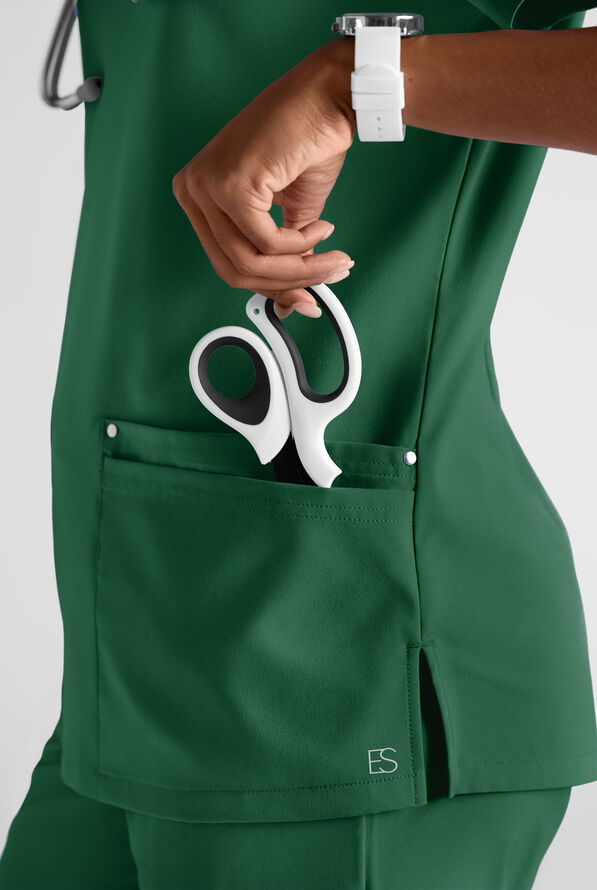 Easy STRETCH Women's 8-Pocket Scrub Set - Petite - Hunter - 4