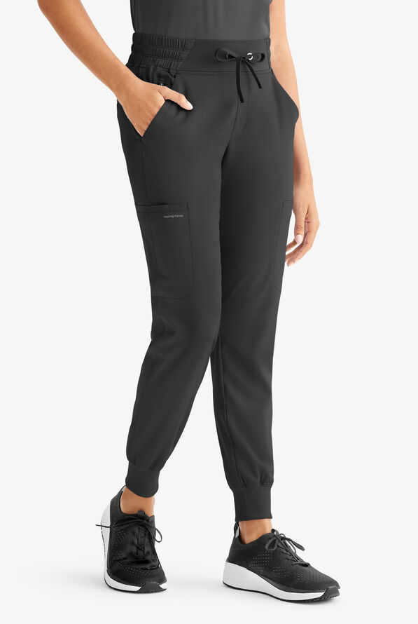 HH Works by Healing Hands Rhea Women's 6-Pocket STRETCH Cargo Jogger Scrub Pants - Black - 1