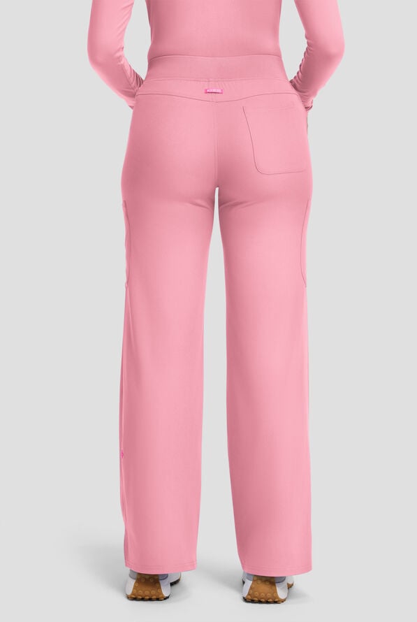 Med Couture Amp Women's 5-Pocket STRETCH High-Rise Wide Leg Cargo Scrub Pant - Petite - Pixel Pink - 4