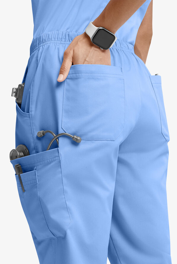 Butter-Soft STRETCH Women’s 10-Pocket Mid Rise Straight Leg Scrub Pant - Ceil Blue - 2