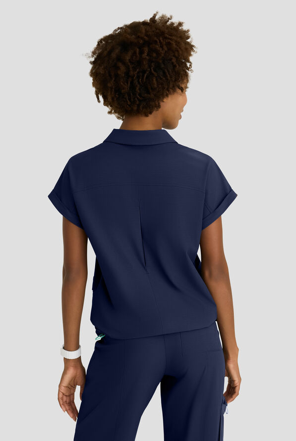 Blusa m&eacute;dica Skechers by Barco MotionTech Charlie STRETCH con mangas dolm&aacute;n y 3 bolsillos para mujer - Navy - 4