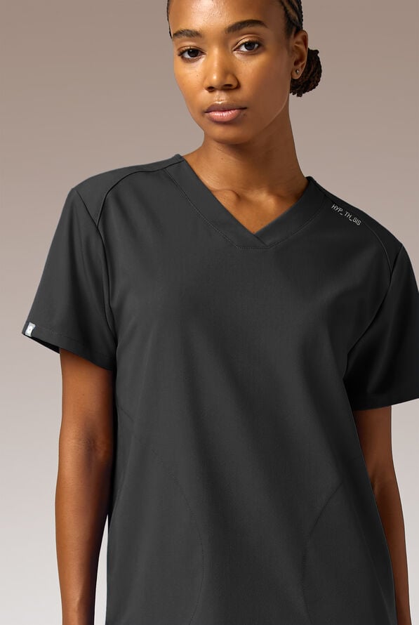 Blusa m&eacute;dica Hypothesis STRETCH estilo t&uacute;nica con 2 bolsillos para mujer - Jet Black - 6